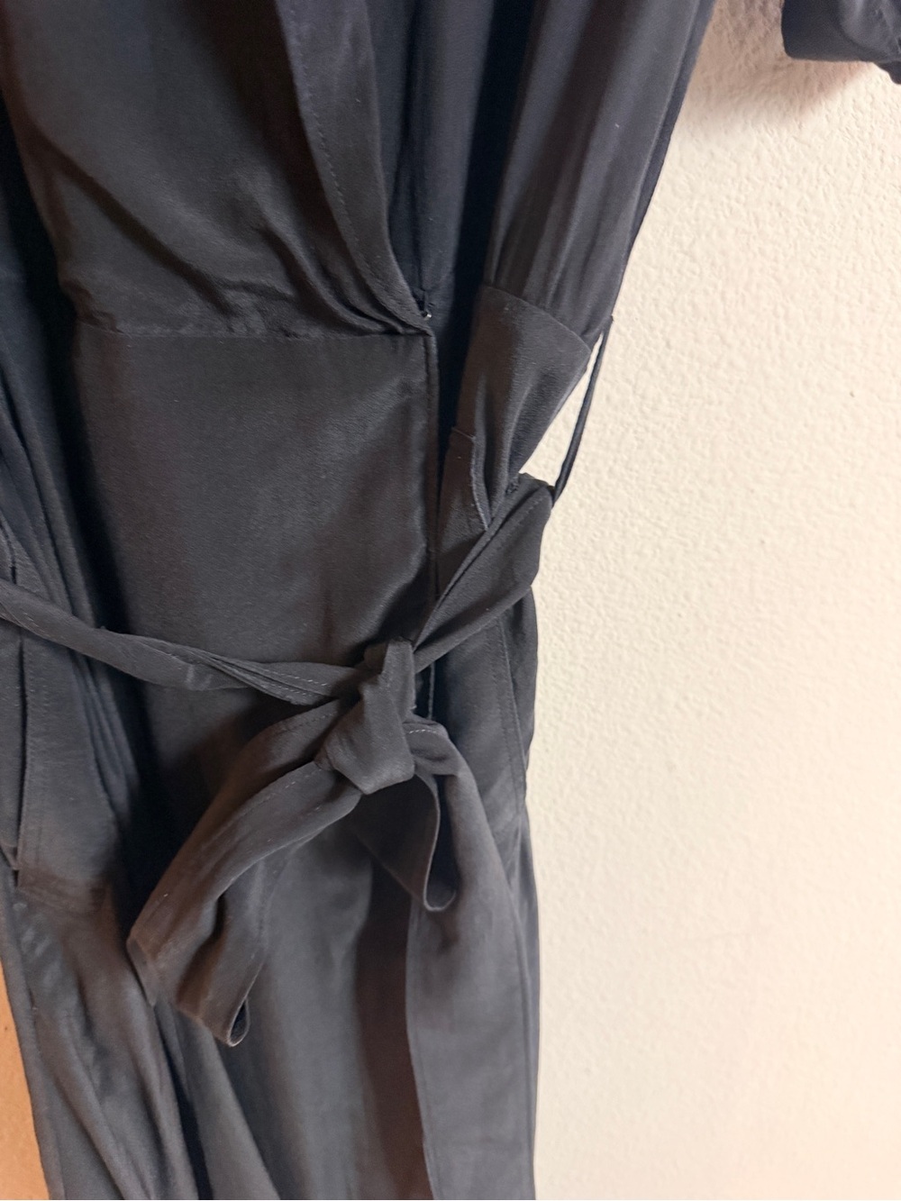 Billy Reid Black Safari Wrap Midi Dress Belted Made in USA Size L - Picture 5 of 8